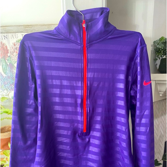 Nike Tops - Nike long sleeves pro dri-fit top purple fitted half zipper